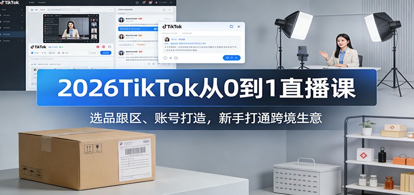 2026TikTok从0到1直播课：选品跟区、账号打造，新手打通跨境生意