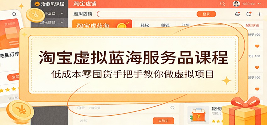 淘宝虚拟蓝海服务品课程：低成本零囤货手把手教你做虚拟项目