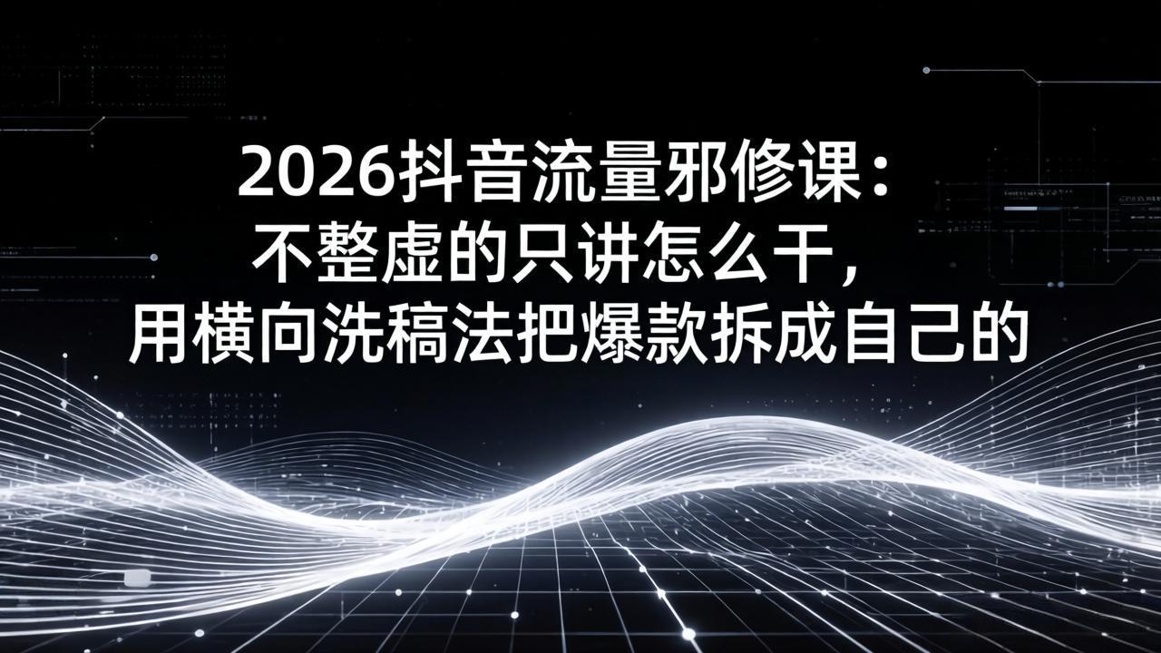 （17725期）2026抖音流量邪修课：不整虚的只讲怎么干，用横向洗稿法把爆款拆成自己的