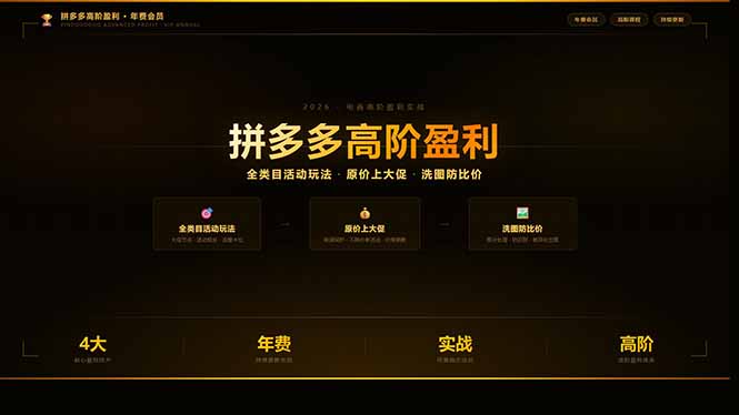 （17848期）拼多多高阶盈利年费会员(更新3月31)：全类目活动玩法、原价上大促、洗图防比价等核心盈利技术
