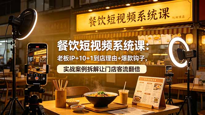 （18712期）餐饮短视频系统课：老板IP+10+1到店理由+爆款钩子，实战案例拆解让门店客流翻倍