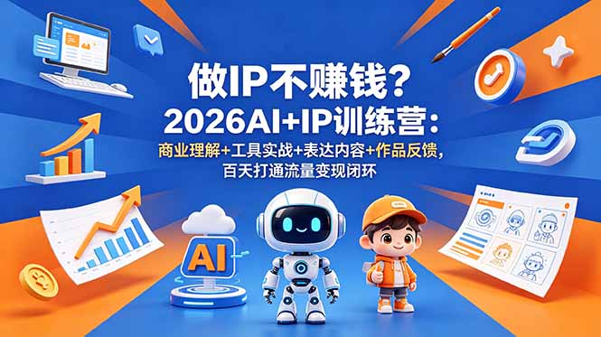 （18839期）做IP不赚钱？2026AI+IP训练营：商业理解+工具实战+表达内容+作品反馈，百天打通流量变现闭环