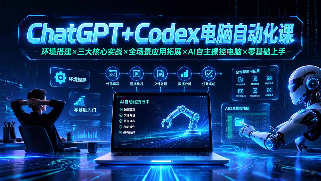 （19583期）ChatGPT+Codex电脑自动化课：环境搭建×三大核心实战×全场景应用拓展×AI自主操控电脑×零基础上手