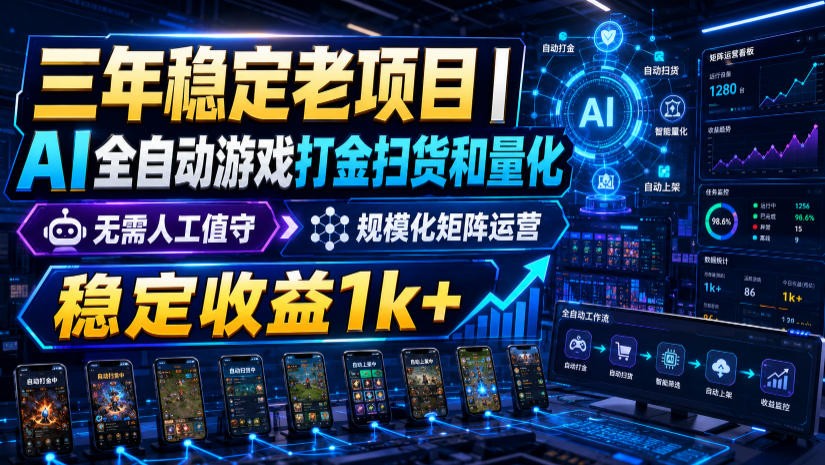 稳定三年的海外游戏全自动搬砖玩法，日入千元，无脑操作！