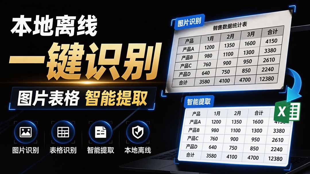 （19609期）体积仅70MB，图片一键智能提取表格工具来了！完全免费且离线使用，FastOCR智能表格识别软件V1.0